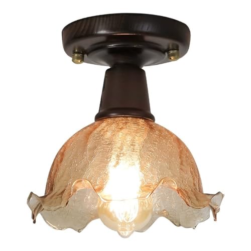 Nordic Modern Vintage Ceiling Lights Textured Crackle Glass Shade Semi