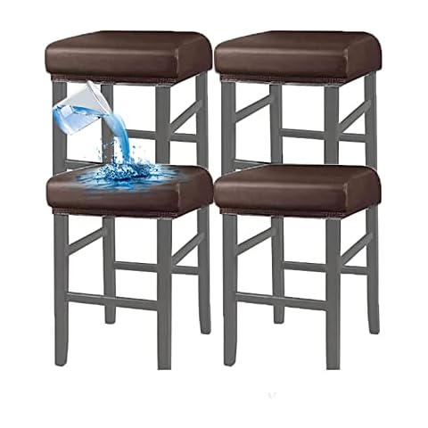 Shukii Rectangle Stool Covers Stretch Waterproof PU Rectangle Bar Stool Covers Square Stool Cover Washable Counter Stool Covers Vanity Stool Cover for Wooden Metal Bench Cover