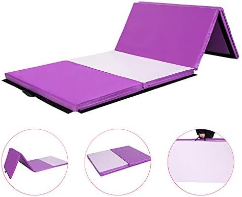 Homevibes 4' x 10' x 2" Gymnastics Mat Thick Folding Panel Tumbling Mat Gym Exercise Aerobics Mat with Handle Compatibility with Yoga Cheerlanding Stretching Martial Arts
