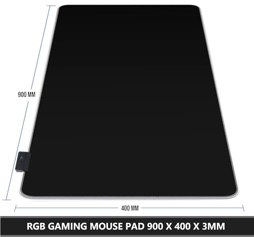 Realky Gaming Mauspad RGB Mousepad 900x400mm XXL Extra Groß mit 14 Beleuchtungs Modi 7 LED Farben Wasserdicht Anti Rutsch für Computer PC Laptop Tastatur Professionelle Gamer, Schwarz - Detailansicht 2 | Tages Deals