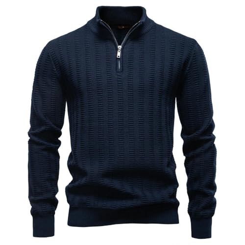 Pull jacquard rayé en maille structurée chic et chaude pour homme