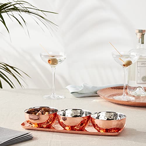 Godinger Hammered Tray With 3 Bowls, Copper #TOP5