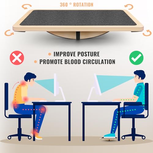 Image of Balance Board Professional Wobble Board for Adults Anti-Slip 350LBS Balance Boards for Physical Therapy Standing Desk Core Strength Wooden Balance Board Rocker Board