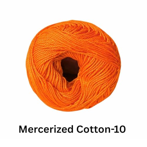 Image of VCR 4 Ply Orange 100% Mercerized Cotton Yarn, 60 Grams Hank, 190 Meters Length, Cotton Combed Ball, Smooth and Glossy Crochet Yarn for Crochet and Knitting, Pack of 1, Suitable for DIY Crafts