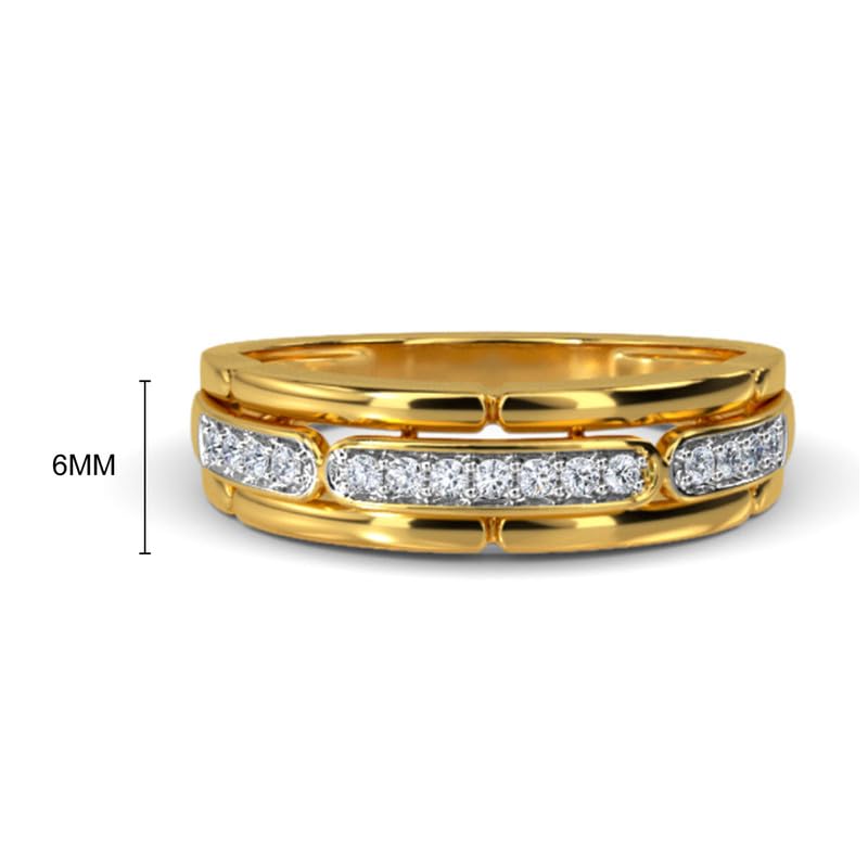 Image of KISNA 14k / 18k Real Gold & Diamond Ring | Diwali, Rakhi Rakshabandhan Gift for Brother, Husband | With Certificate of Authenticity & BIS-Hallmarked Gold Jewellery | Julian Diamond Ring For Him