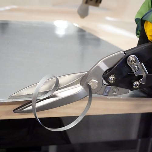 Image of Malco AV33 Long-Cut Aviation Snips | 3-Inch Extra-Long Blade | Multi-Purpose Straight, Left & Right Cutting | POWER-FIT Performance Grips | Yellow Handle | Forged Steel Jaws