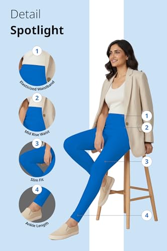 Image of Women's Cotton Lycra Ankle Length Leggings | Regular Rise, Soft 4 Way Stretch Fabric | Casual & Ethnic Wear