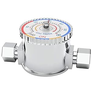 Gas Safety Timer Automatic Shut Off Valve Non-Electric for BBQ Grill & Kitchen Fireplace Natural Gas Propane Stop Device 1/2” NPT Indoor Outdoor