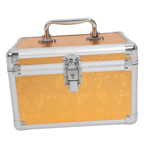 Healeved Box Cosmetic Pouches Waterproof Makeup Brush Case Stationery Handle Tool Makeup Brush Holder Cosmetic Carrying Case Marker Organizer Density Board with Abs on Both Sides Golden