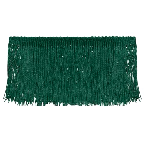 uxcell 5 Yards 4 Inch Chainette Fringe Trim Tassel Sewing Trims Polyester Fringe Ribbon for DIY Sewing Crafts Clothing Lamp Shade Decoration, Dark Green