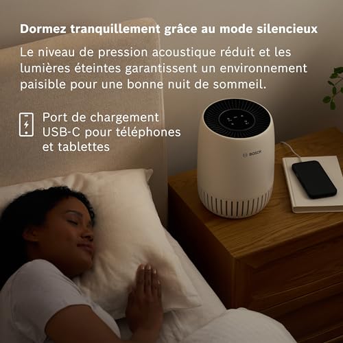 Bosch Air 1000 Purificateur d'air - Élimine les Polluants, Avec un Filtre à Air et un Mode Sommeil (< 25 dB(A)) - Pour jusqu'à 23 m² - Avec Mode Automatique - CADR : 100 m³/h – Image 4