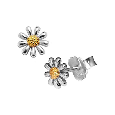 Paul Wright 925 Sterling Silver Mini Daisy Earrings with 18ct Gold Plated Centres (7mm) Cover