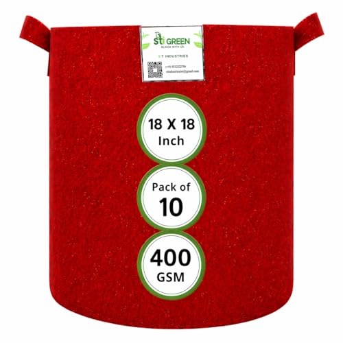 Image of Geo Fabric Grow Bags 18X18 Inch (Pack of 10) | 400 GSM UV-Protected Vegetable Plant Bag | Grow Bags for Terrace Gardening Maroon | Heavy Duty Plant Grow Bag