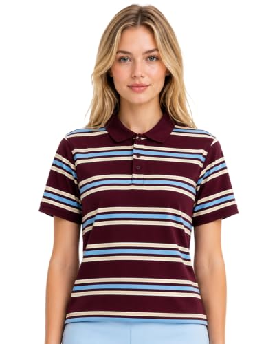 lomehue Preppy Polo Shirts Striped Polo Shirts for Women Rugby Shirt Button Up Cropped Trendy Summer Back to School Clothes-picture-41