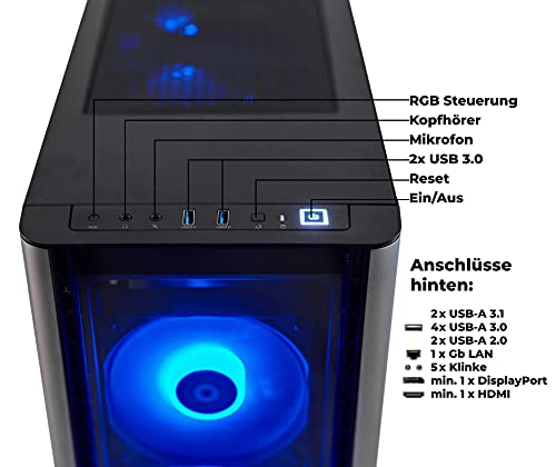 dcl24.de [19127 Gaming Komplett PC Set RGB AMD Ryzen 5-7600X 8x5.3 GHz Turbo - 1TB SSD, 16GB DDR5, RTX3050 8GB, 27 Zoll TFT Maus Tastatur WLAN Windows 11 Pro – Bild 7
