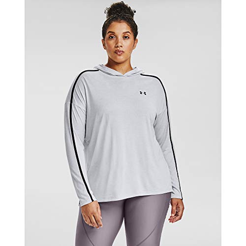 Under Armour Women's Tech Hoodie Twist Graphic , Halo Gray (014)/Black , 2X