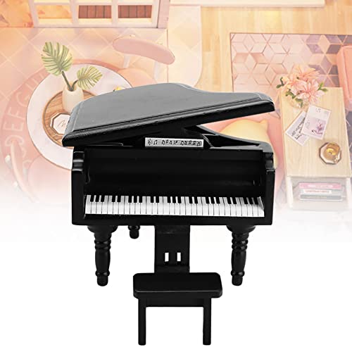 Mini Simulação de Piano 1:12, Piano de Casa de Bonecas para Acessório de Casa de Bonecas(Preto)