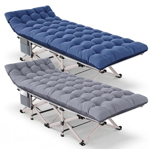 LUCKPRO Folding Camping Cots for Adults 2 Pack - Heavy Duty Sleeping Cots 800LBS Capacity with Carrying Bag, Double Layer Oxford Portable Foldable Cot for Outdoor Camping, Guest Sleep, Office Nap