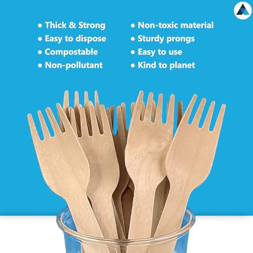 Fourchettes en bois compostables pour traiteur, lot de 500 couverts jetables durables - 4