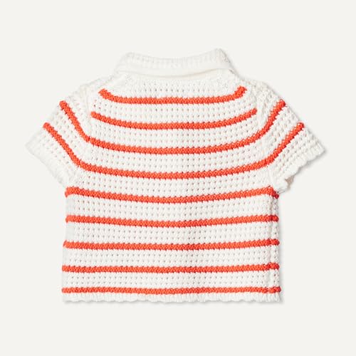 Image of Amazon Essentials x Sofia Grainge Toddlers and Baby Girls' Cotton Short Sleeve Button Front Sweater with Peter Pan Collar