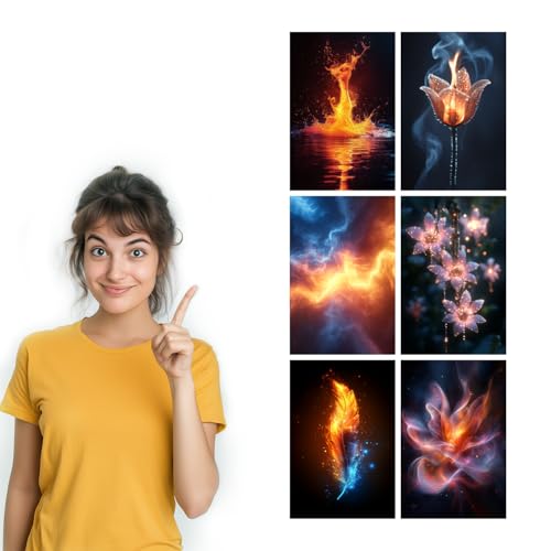 Image of SiddArtify Abstract Fire and Ice Wall Art Poster Print Set - Modern Home Decor for Living Room Office Bedroom - 12x18 inch Sticker Pack of 6