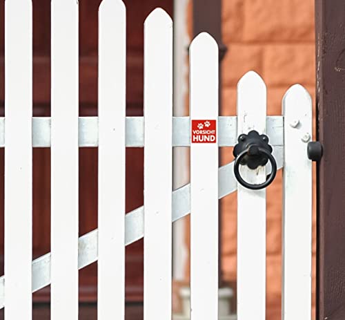 HERMA 15458 Vorsicht Hund Aufkleber wetterfest, 2 Stück, 79 x 75 mm, 9 x 35 mm, selbstklebend, klein, groß, Achtung bissiger Hund Etiketten Schild aus langlebiger Folie für Außen- und Innenbereich