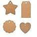 Produktbild 400PCS Kraftpapier Anhänger Etiketten Geschenkanhänger Blank Anhängeetiketten with Jute Twine für Hochzeit Gunsten Karten, Geschenkanhänger Kofferanhänger Round, Star, Heart Shape (Braun)