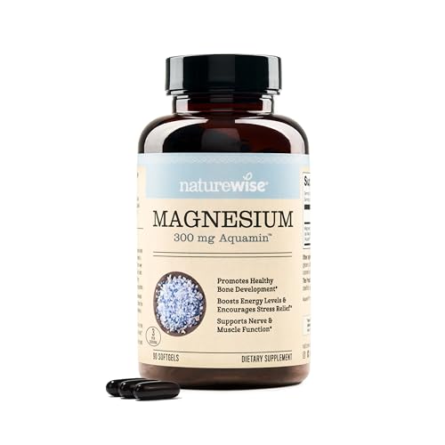 NatureWise High Absorption Marine Magnesium Supplement 300mg - Naturally Sourced Magnesium from Seawater - Non-GMO, USA Manufactured - 90 Softgels[1-Month Supply] - image 1