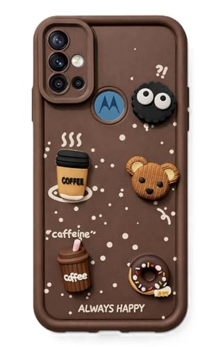Image of Bintage Ball Bear| Donut| Milk Cake| Baby| Coffee Rubber Case Camera Protection Back Cover Compatible for Motorola Moto G30 - Brown