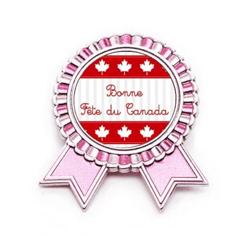 Broche en érable souvenir Happy Canada Day rose taille M cadeau idéal en métal