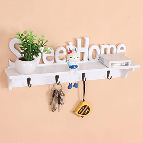 Perchero de Pared con Ganchos - Perchero de Pared Perchero Estante Albornoz Toalla Percha Gancho Llave Soporte para Ropa Blanco Cover