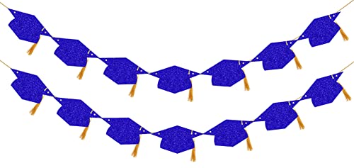 Image of Graduation Decorations Class of 2026 Glitter Congrats Grad Graduation with Tassel Party Congratulations Banner Decor College High School Graduation Party Favors (Blue)