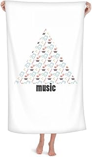 Tensive - Manta de franela cálida y suave con notas musicales, color blanco