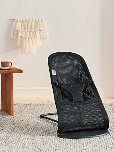 Image of BabyBjorn Bouncer Bliss, Black Frame, Mesh, Black 2-in-1 Adjustable Baby Bouncer Seat and Toddler Chair, Newborn to Toddler (8-29 lbs), 4 Positions, Lightweight & Portable