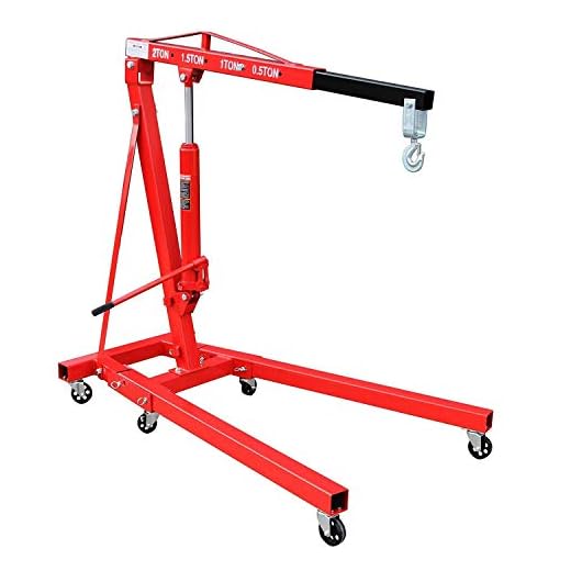 Notek Srl 2000 kg Gru GRUETTA IDRAULICA Officina per Sollevamento Motori - Braccio XXL - Certificato e Manuale in Italiano