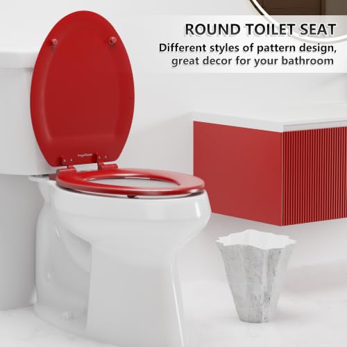Image of Angol Shiold Slow Close Wood Toilet Seat（Red, Elongated 18.5''）