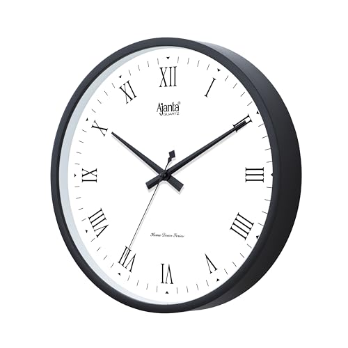 Image of Ajanta 10027 Wall Clock (12 Inch / 305mm) - Silent Sweep Non-Ticking Movement - Minimalistic Stylish Black Home Decor Clock for Bedroom, Office