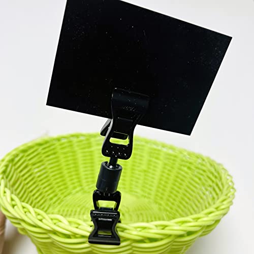 25 Pinzas portaprecios giratorias dobles, Porta Etiquetas con Altura total 92mm, Porta Precios Transparentes o negros, Porta Carteles Ofertas y Precios, Cartel de Rebajas o soporte Fotos (Negras)