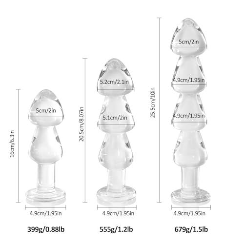 Image of 10in Crystal Anal Beads, Glass Butt Plug Sex Toy G-spot Clitoris Vaginal Personal Massage Stimulation, Clear Wand Anal Trainer Anus Expander for Men /Women Masturbation (L)