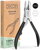 DEKOFY Nagelzange Edelstahl 10CM - Extra scharfe Nagelschere mit präzisem Schnitt - Fußnagelschere für dicke Nägel - Fußpflege, Nagelpflege, Pediküre, Nagelknipser Fußnägel, Nagelschneider, Schwarz