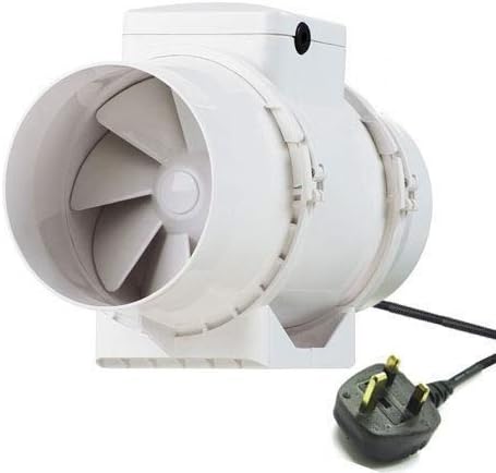 Hydroponic Grow Room Duct Fan in Line Ventilation Extractor for Tent with Plug & Lead