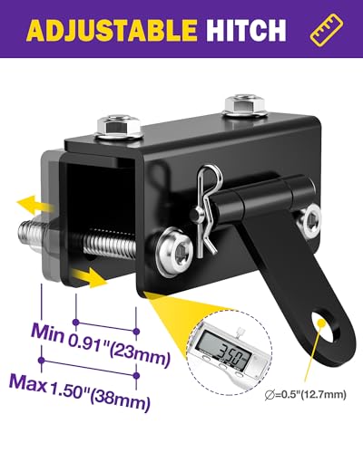Universal Snowmobile Bumper Hitch, Adjustable Heavy Duty Steel Snowmobile Sled Trailer Towing Hitch Kit Compatible with Ski Doo Polaris REV Arctic Cat Yamaha, HOWBOW Tongue Type Snowmobile Accessories - Thumbnail 2
