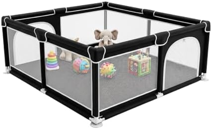 BVX Cercadinho Infantil Grande com Tela de Segurança, Estrutura de Aço Reforçado, 180x150x66cm, Fácil Montagem, para Beb...