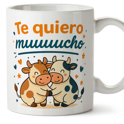 MUGFFINS taza graciosa Te quiero muuuucho en Español para enamorados y aniversario tazas originales para regalar regalos San Valentín Imagen de MUGFFINS taza graciosa Te quiero muuuucho en Español para enamorados y aniversario tazas originales para regalar regalos San Valentín