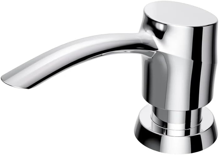 SAMODRA Dispensador de jabón para fregadero de cocina, dispensador de loción, dispensador de ABS cromado integrado con botella de PET de 11 onzas,