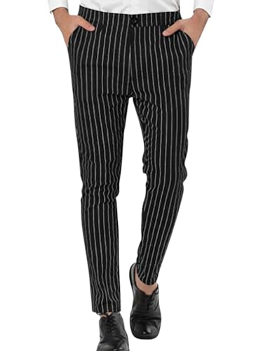Oanviso Pantalons Homme Chino Pantalon de Robe Rayé Stretch Pantalons Élégant Pantalon d'affaires Pantalon de Costume Coupe Ajustée Décontracté Pantalons...