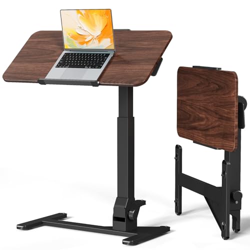 Image of JOY worker Foldable Overbed Bedside Table, 180 Tiltable Mobile Standing Desk with Wheels, 31.5 inch Height Adjustable Rolling Laptop Desk for Home & Hospital Use, Easy Storage, Rustic Brown