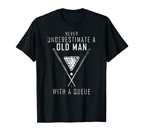 Billard Old Man With Queue Cue Pool Balls Snooker T-Shirt