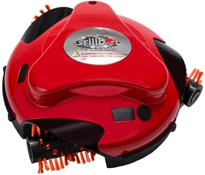 Grillbot Automatic Grill Cleaning Robot with Nylon Brushes, Electric BBQ Cleaner Brush with Motorized Power, Cordless Rechargeable Grill Scrubber for Outdoor Grills (Red)