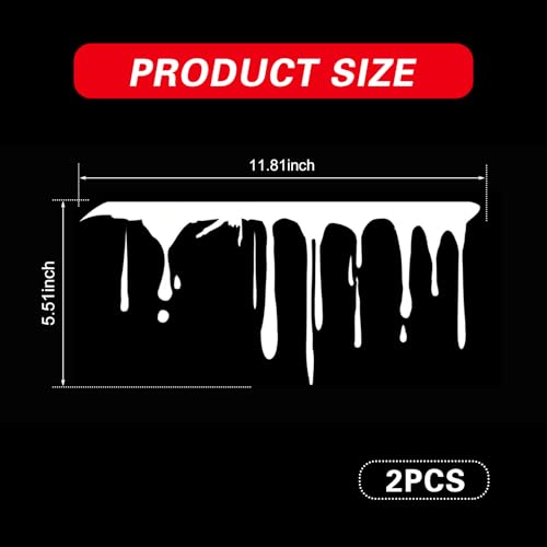 Image of ijuicy 2 PCS Flowing Blood Bloody Horror Funny Decal for Car, Halloween Horror Sticker Car Accessories, Halloween Car Decorations Accessories, Fit for Most Cars (White)